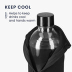 kwmobile 2x Neoprene Cover for SodaStream Bottle Cooler - Protective Sleeve with Zip, Glass Carafe Protector, Insulated Wrap in Black/Blue