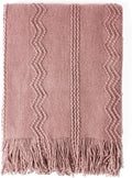 BOURINA Coral Pink Throw Blanket 60 x80 Inches Textured Solid Soft Sofa Throw by BOURINA