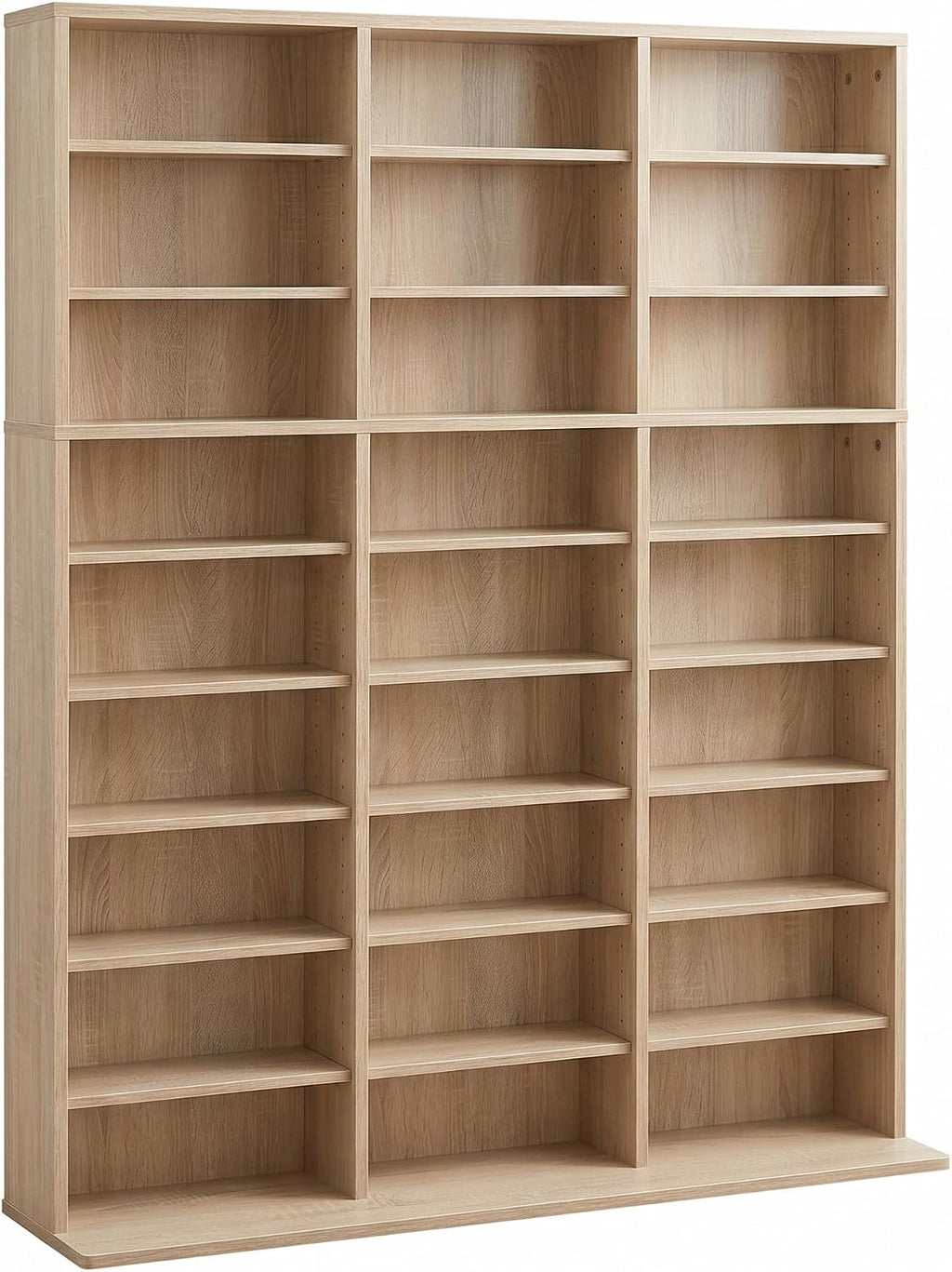 Garvee 9 Tier Tall CD Display Cabinet, 27-Compartment Media Tower, Natural