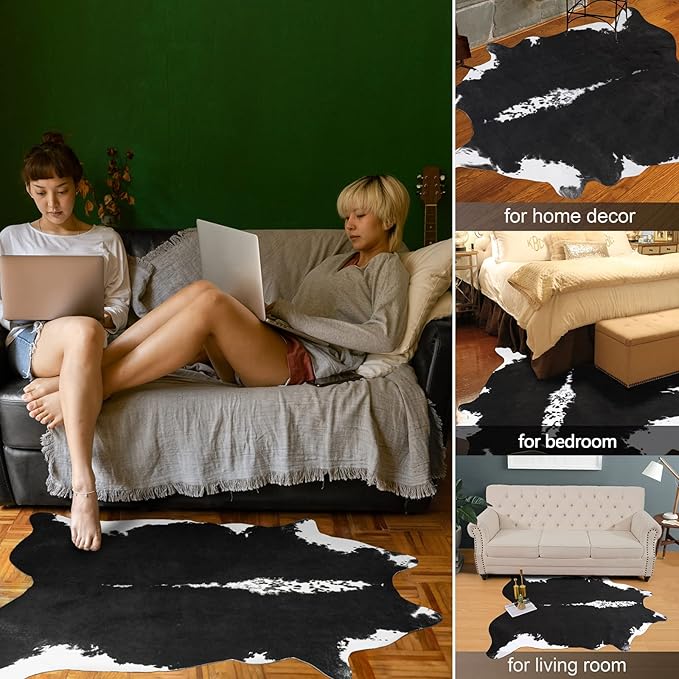 AROGAN Oversized Faux Cow Hides and Skins Rug-5.2 × 6.2 Feet Cow Print Area Rugs - Image 2