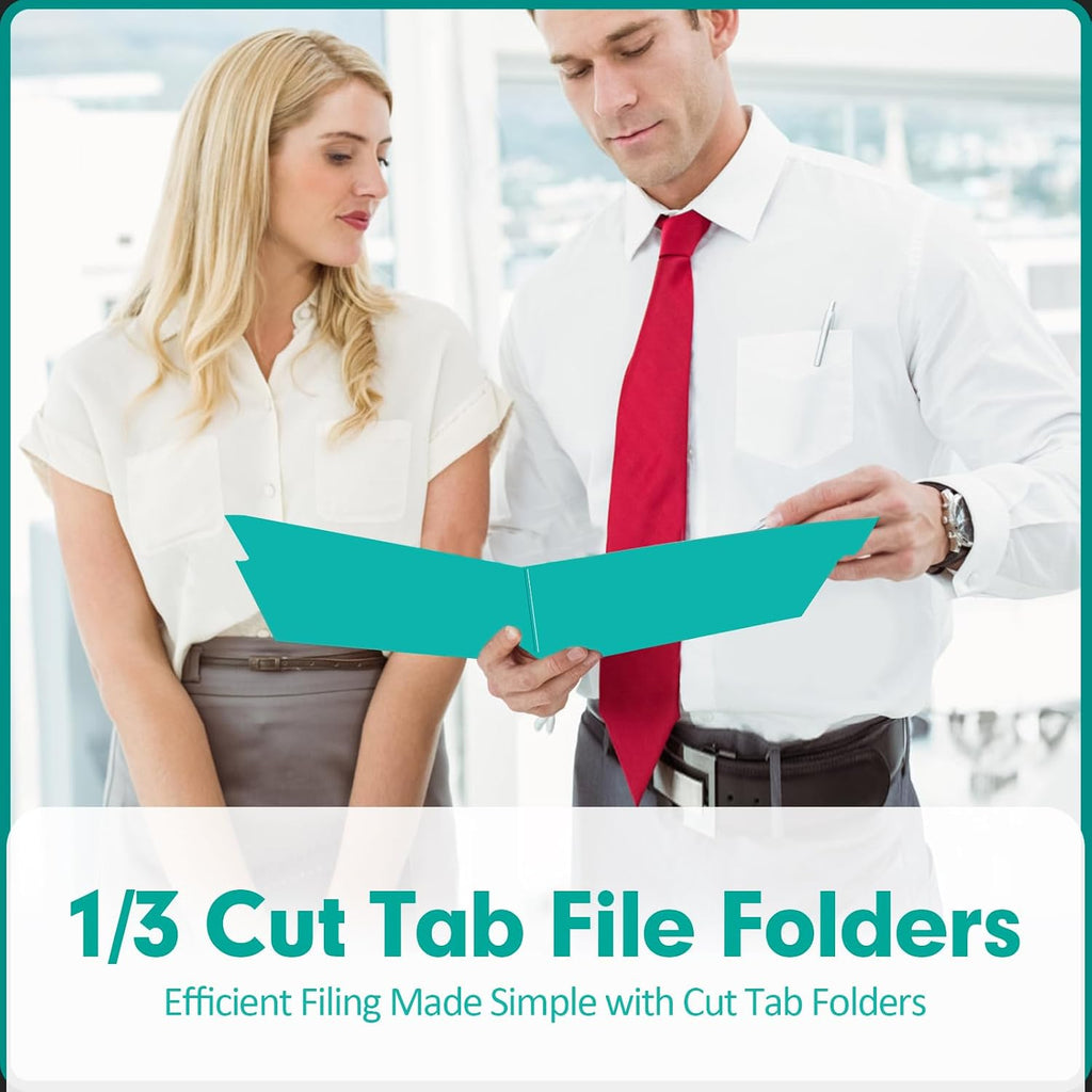 PANDRI Colored File Folders, 120 Pack 1/3 Cut Tab File Folder, Aqua