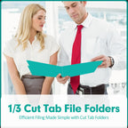 PANDRI Colored File Folders, 120 Pack 1/3 Cut Tab File Folder, Aqua