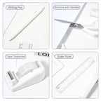 COMFYROOM Desk Accessories with Pen Holder, Office Supplies Desk Organizers and Accessories, Tape Dispenser, Stapler, Staple Remover, Staples, Clips Set, Ruler, Scissor, Pen, Tape (White)
