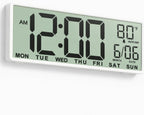 JALL 16" Large Digital Wall Mount Clock, Count Down Timer, Alarm, Big LED, DST, Temperature for Living Room Classroom Desk, Xmas, Birthday Gift for Senior Men Women Mom Dad, Blue