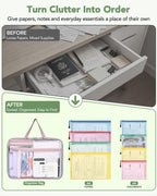 8 Mesh Zipper Pouches + 1 File Organizer Bag,9‑Pc Document Organizer Set