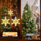 Christmas Snowflakes Window Lights, 5 Pack 72 LEDs Waterproof Hanging Battery Operated Christmas Decoration with Timer for Indoor Outdoor Xmas Home Winter Party Patio Bedroom Decor, Warm White