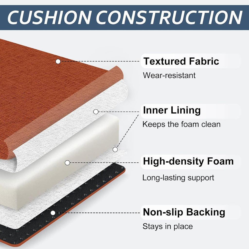 Basic Beyond Chair Cushions for Dining Chairs 4 Pack, Kitchen Chair Cushions with Ties and Non Slip Backing, 16 x 16 inches Chair Pads for Dining Chairs (Orange)
