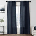 Nanspring Vintage Blue Linen Curtains 84 Inch Length 2 Panels Set by Nanspring