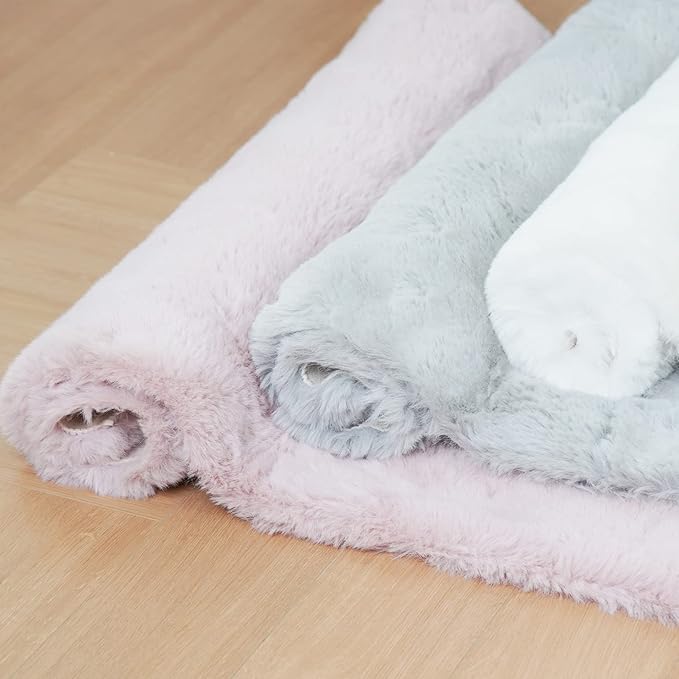 Ghouse Faux Rabbit Fur Round Rug 5ft Grey Round Rugs - Image 7
