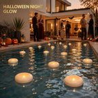 Aignis 24 Pack Waterproof Flameless Floating Candles, 200-Hour Battery Operated 2.2" LED Tea Lights, Water-Activated Flickering Warm White Glow for Halloween, Wedding Centerpieces, Pool