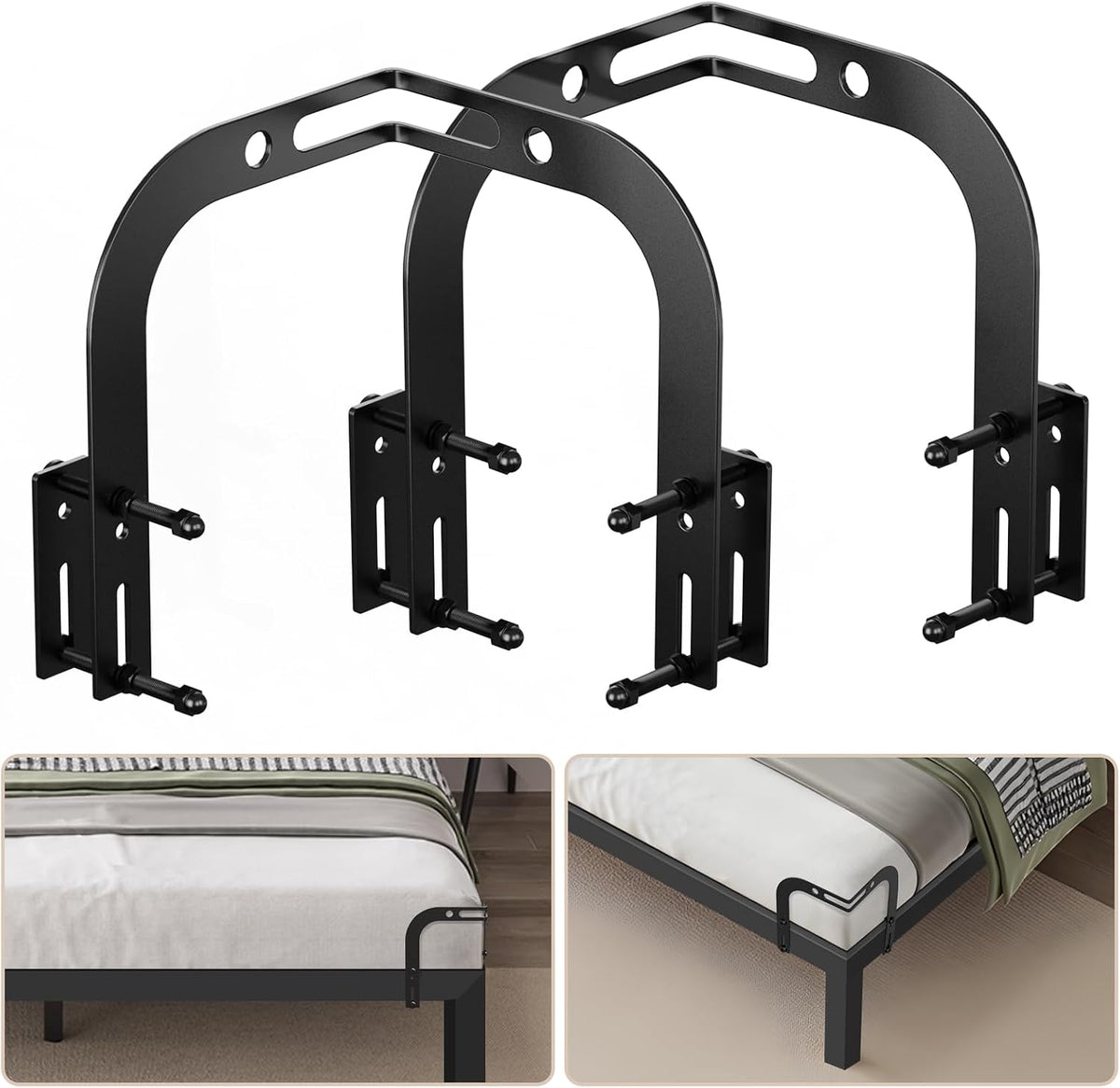 DELLAN 2 Extra Tall Mattress Slide Stopper, Non-Slip Gripper Retainer Bar