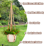 4 Pack Macrame Plant Hangers Indoor Set Large Crochet Hanging Holder, Brown