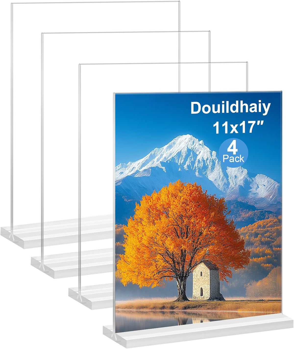 Acrylic Picture Frames 8x10 inches, 4 Pack Clear Plastic Picture Frames Holder Standing,8x10 Double Sided Picture Desktop Display for Photo Home Office -Vertical