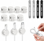 14 Pack Rotatable Cable Clips & Silicone Cable Straps Set