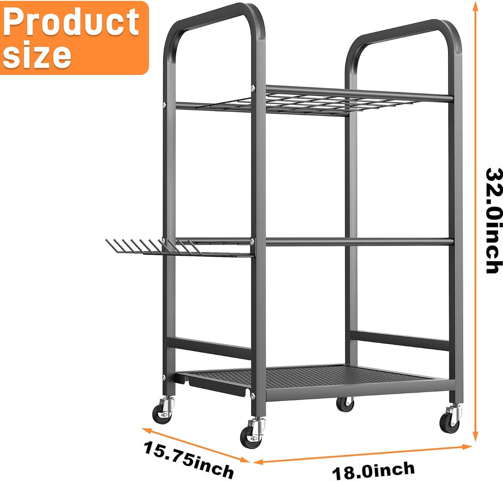 TORACK Garden Tool Organizer Stand with Wheels, Rakes Shovels Tools Stand