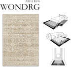 5x7 Washable Area Rug for Living Room Bedroom Vintage Beige Soft Low Pile - Image 2