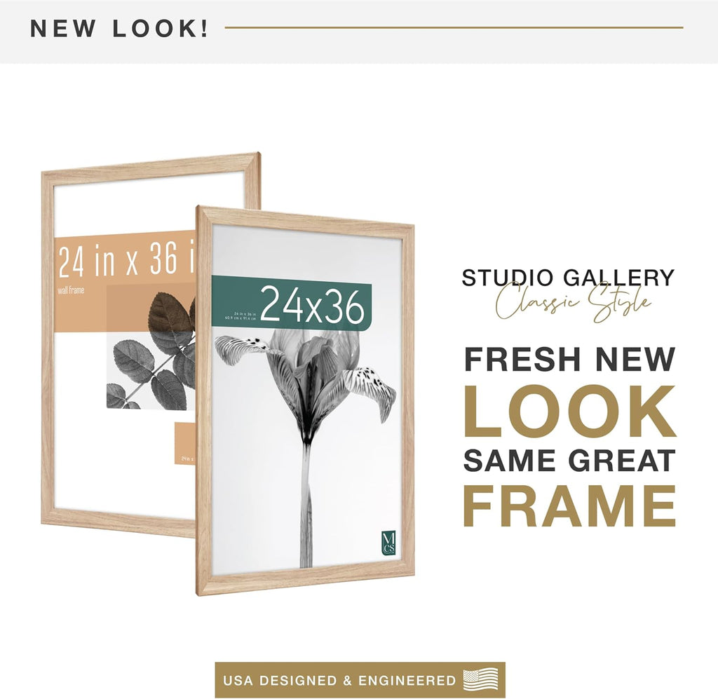MCS Studio Gallery Classic Poster Frame, 24x36, Natural Woodgrain
