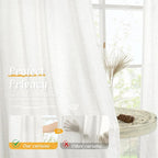 LAMIT Ivory White Linen Curtains 48 Inch Length, Faux Linen Textured Light - Image 5