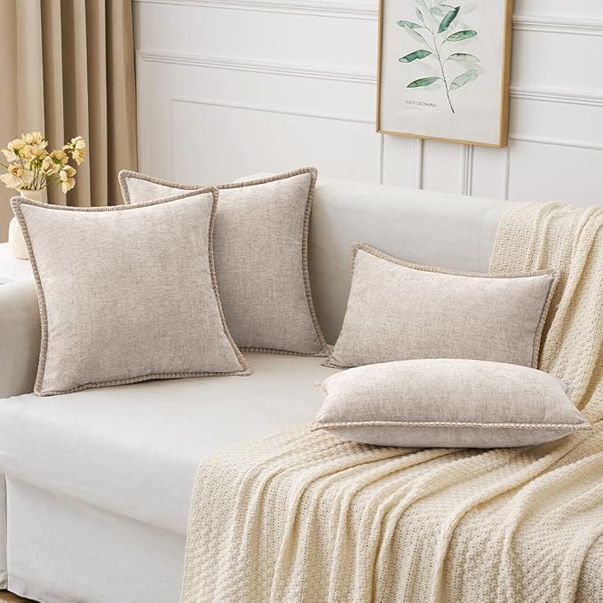 MIULEE Pack of 2 Couch Throw Pillow Covers 20x20 Inch Natural Beige Farmhouse - Image 5