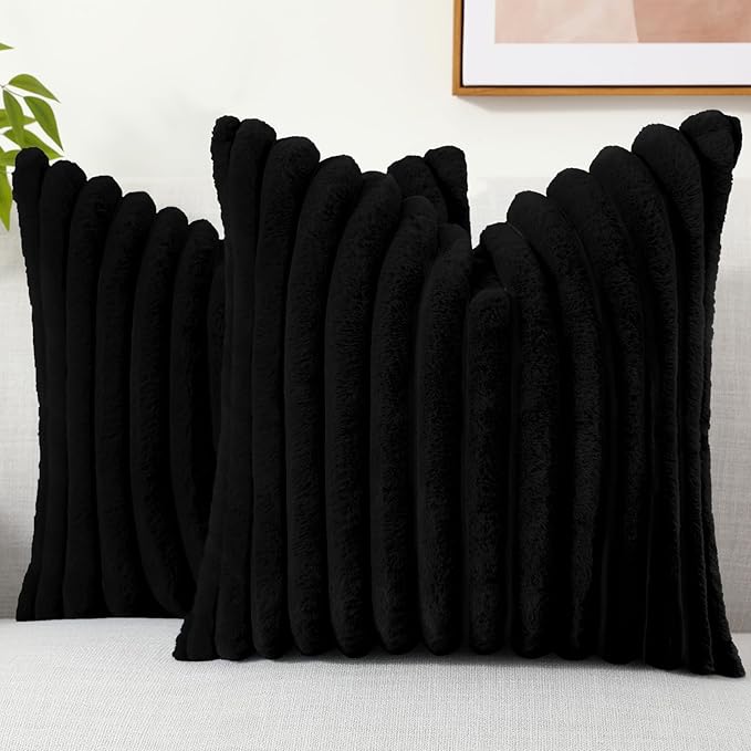 decorUhome Cozy Faux Fur Throw Pillow Covers 20x20 Set of 2 Decorative Soft by decorUhome