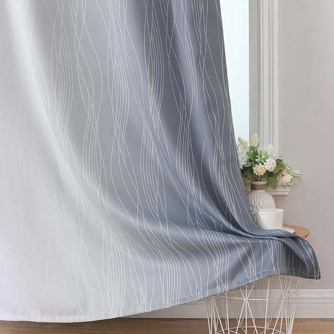 Estelar Textiler Grey and Greyish White Gradient Blackout Curtains 102 Inches - Image 6