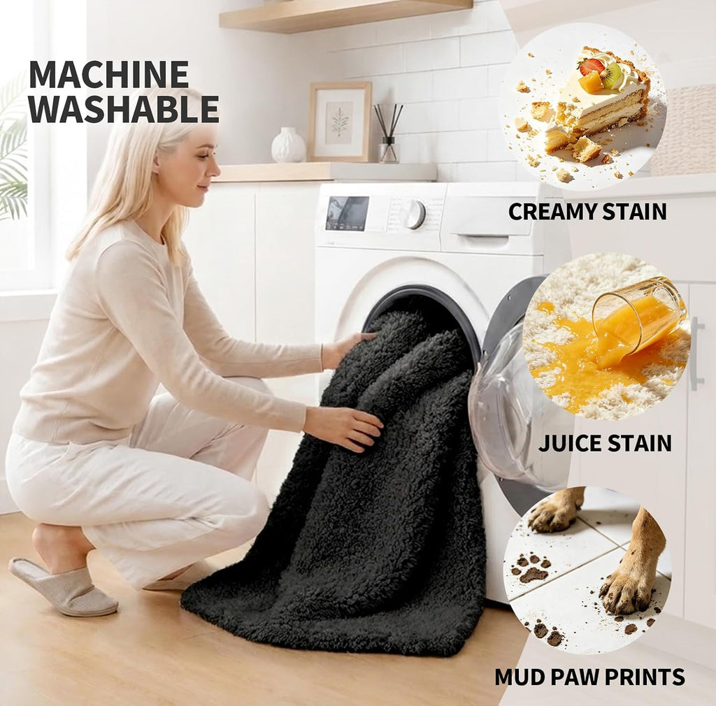 Bathroom Rugs 24" × 17" , Extra Soft Absorbent Microfiber Bath Rugs,Black