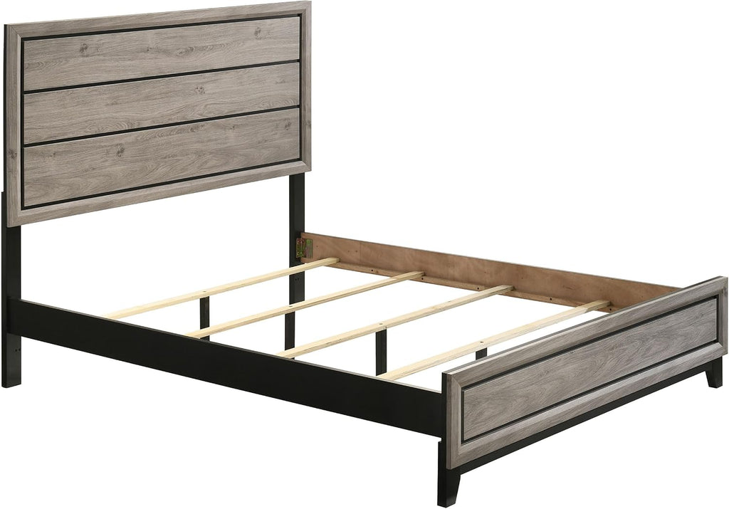 Coaster Watson Queen Panel Bed for Use with Box Spring, Grey Oak 212421Q