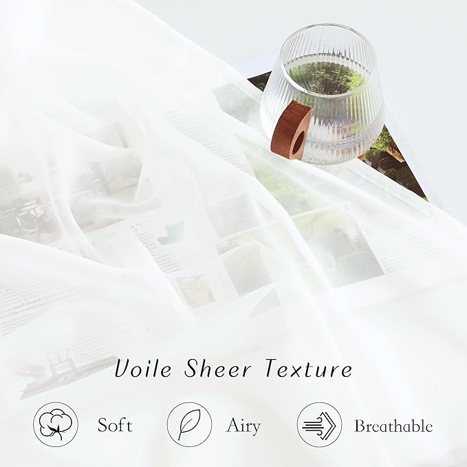 NICETOWN Beige Sheer Curtains Extra Long 135 inch Length - Image 4