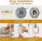 EJIAXIN Crystal Bathroom Vanity Lights, 4 Light Bath Mirror Light Brushed Nickel Round Crystal Wall Mount Light Fixture Over Mirror Morden for Living Room
