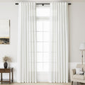 Linen Off White Curtains 135 inch Extra Long by Nanspring