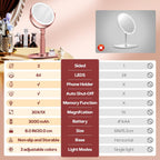 B Beauty Planet Makeup Mirror, Double-Sided Lighted Magnifying Mirror 30X