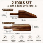 Acacia Wood Mattress Lifter Tool for Changing Sheets, Ergonomic Bed Making Helper for Seniors, Sheet Tucker for Linens