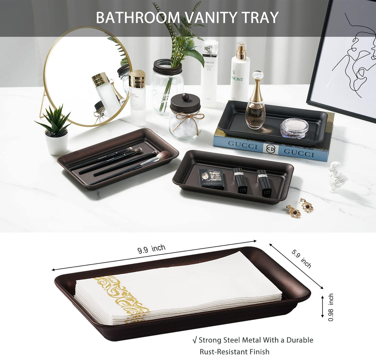 SheeChung 8PCS Mason Jar Bathroom Accessories Set Complete - Bronze