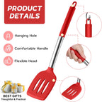 Onader 15 Pcs Silicone Cooking Utensils Set, Red Kitchen Utensils Spatula Set with Holder, Large Kitchen Gadgets Tools for Nonstick Cookware