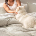 PHF Waffle Duvet Cover Set King, Ultra Soft & Breathable, 104"x90", Linen