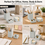 minimaliving Aesthetic Silicone Desk Organizer Set of 3,Modern Office Desk Accessories with Pen Holder,Paperclip Tray,Sticky Note Holder,Stylish Functional Office Desk Decor for Back-to-school(Grey)