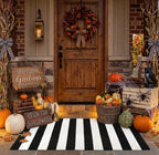 LEEVAN 2x4.3 Small Black and White Striped Layered Woven Outdoor Door Mats