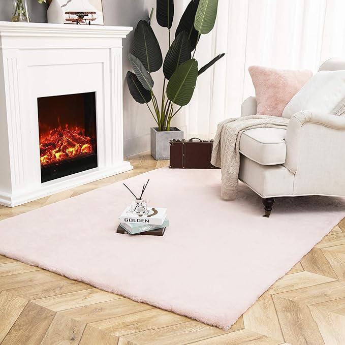 Ashler Faux Fur Rug, Ultra Soft Faux Rabbit Fur, 5 x 7 Feet Rectangle, Machine - Image 7