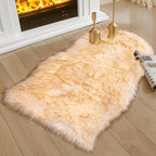 Ciicool Faux Sheepskin Rugs Soft Faux Fur Rug White Gradient Brown Fluffy Chair by CIICOOLHomeDeco