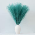 Pampas Grass Decor, Fluffy Faux Pampas Grass 6 Stem 18"/45cm Pompous Grass Small Flower Arrangement and Vase Filler for Boho Home Wedding Decoration (Lake-Green)