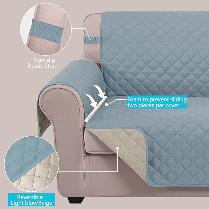 U-NICE HOME Reversible Oversized Chair Covers Quilted Water Repellent Pet - Image 3