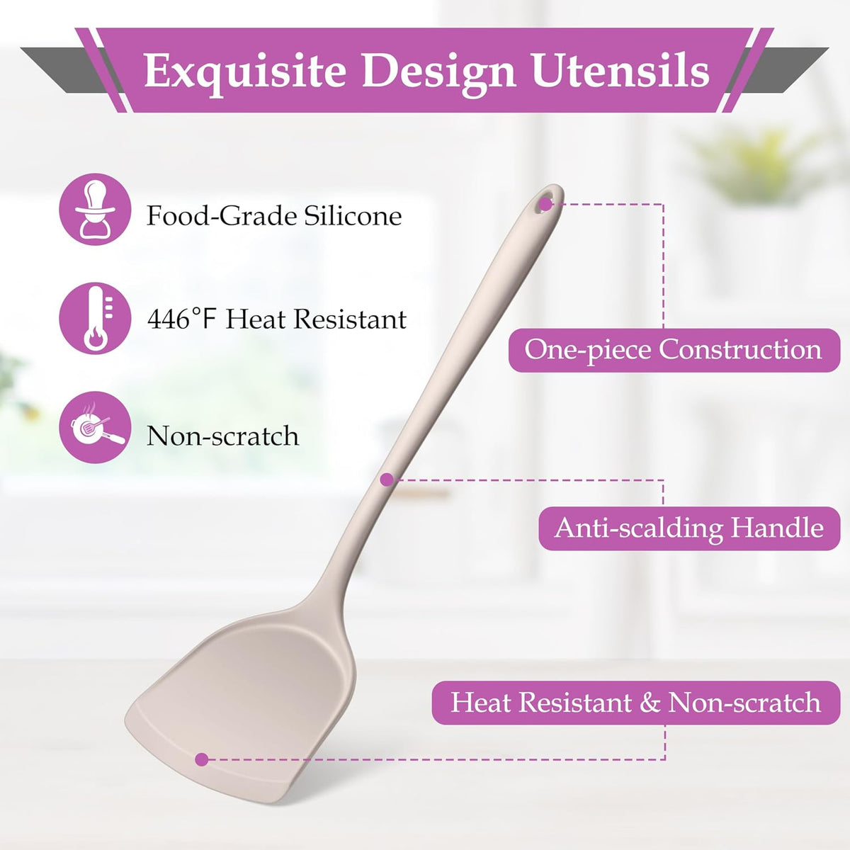 LIANYU Colorful Kitchen Cooking Utensils Set, 8Pcs Silicone Utensils Set