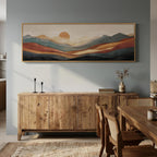 Large Framed Colorful 3D Wood Mountain Wall Art for Bedroom, 1 Piece