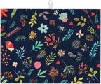 Coffee Pattern Drying Pad, Floral Dish Drying Mat, 18 x 24 Inch