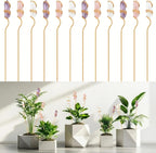 6 Pcs Metal Plant Stakes Natural Crystal Suncatcher, 9.84"