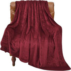 BEDELITE Fleece Blanket Twin Size Burgundy Throw Blankets by BEDELITE