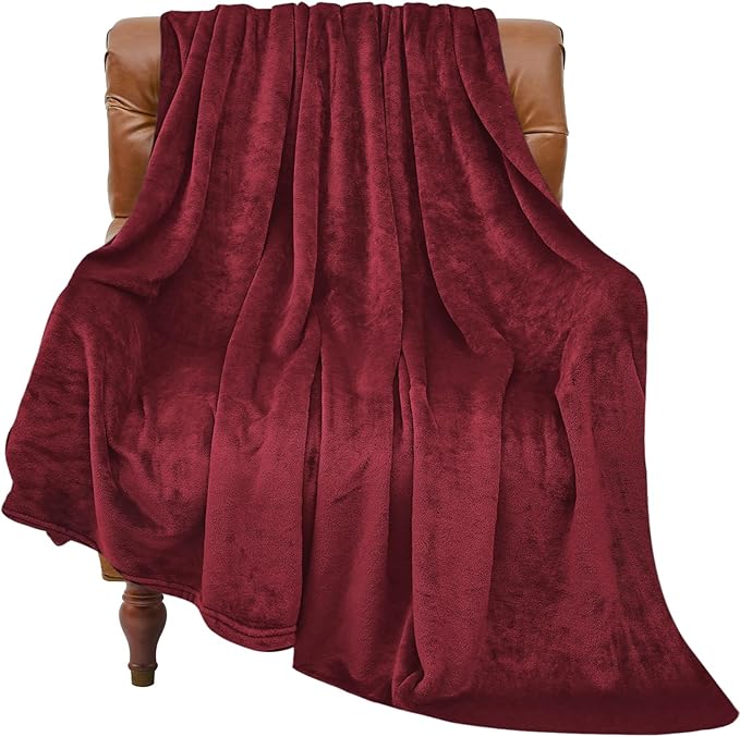 BEDELITE Fleece Blanket Twin Size Burgundy Throw Blankets by BEDELITE