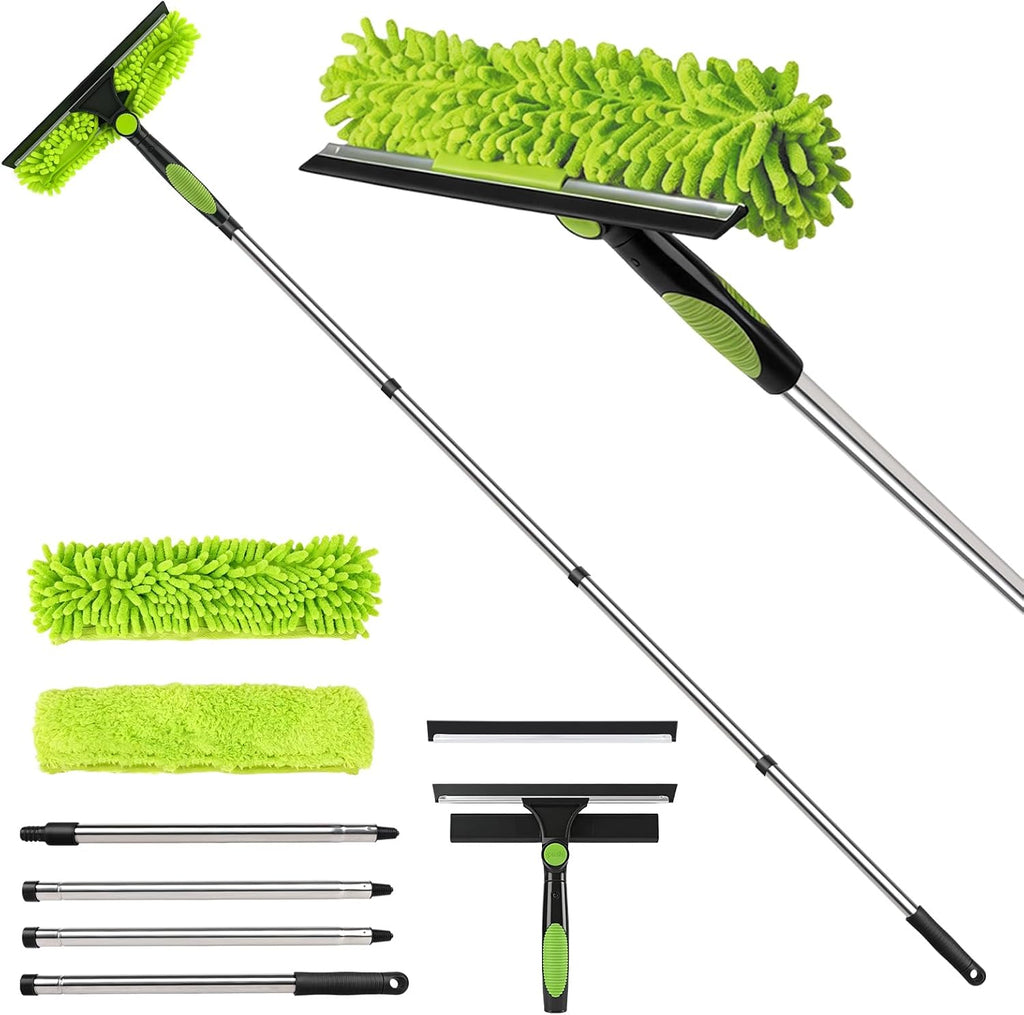 67" Window Squeegee for Window Cleaning with Extension Pole, 3-in-1