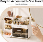 UFORU Makeup Organizer Countertop with Brush Holder for Vanity Bathroom