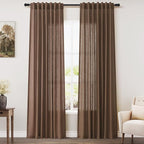Nanspring Caramel Brown Curtains 80 Inches Long 2 Panels Set by Nanspring